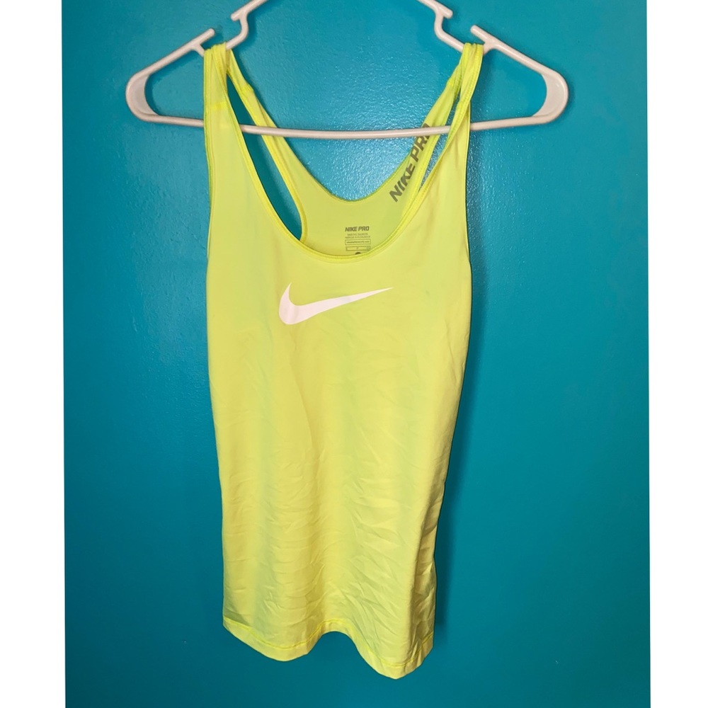 Small yellow neon Nike pro tank top